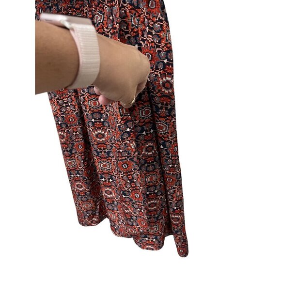 Athleta XS Sleeveless Red & Navy‎ Geometric Print Dress With Tie-Back - Picture 7 of 13